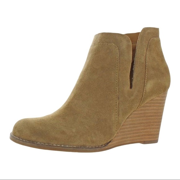 Lucky Brand Yabba Wedge Stacked Side Zip Bootie Size 9 Women - Picture 1 of 11